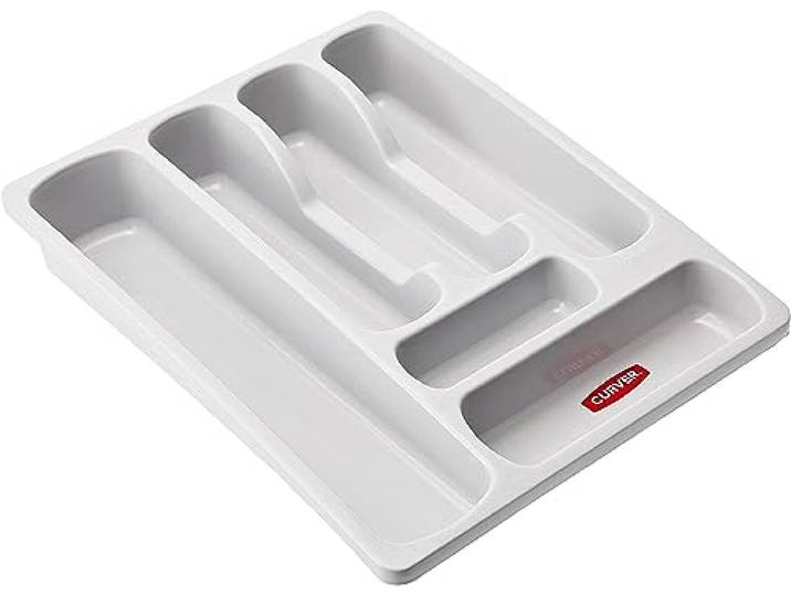 Curver Range Couverts pour Tiroir de Cuisine - 6 compartiments - 29 x 36 x 6 cm - Gris