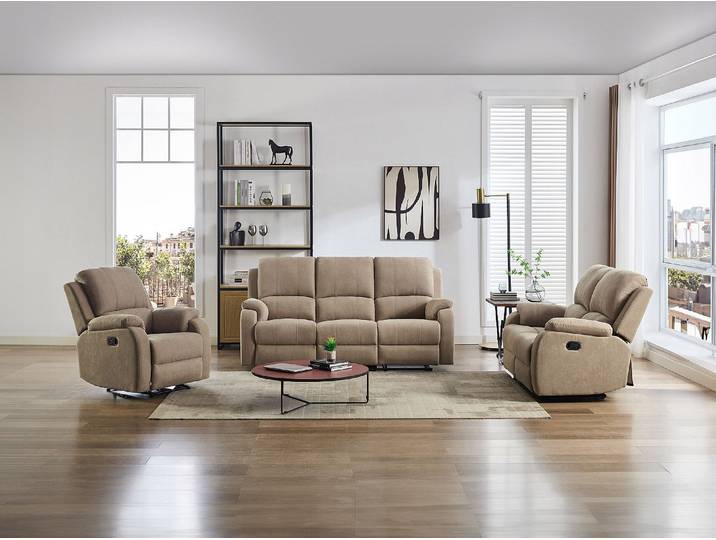Relaxsofa 3-Sitzer & Relaxsessel - Mikrofaser - Taupe - BRODY