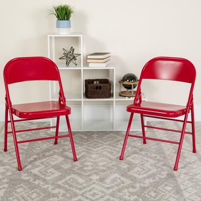 Flash Furniture 4 Pack Triple Braced & Double Hinged Metal Folding Chair