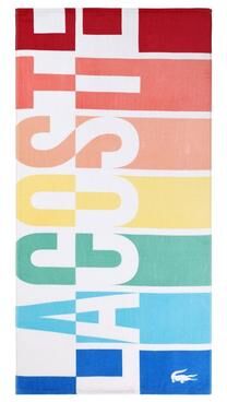Lacoste Home Oversized 100% Cotton Rainbow Logo Beach Towel