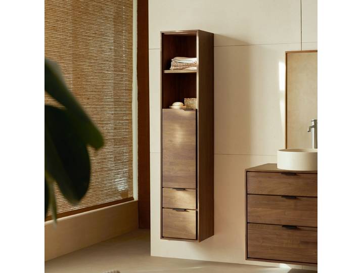 Kolomkast van massief notenhout Senson - Bruin - Walnut