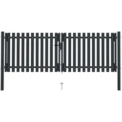 vidaXL Doppelflügel Zauntor Stahl 306x125 cm Anthrazit