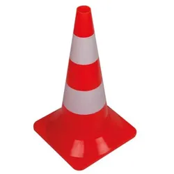 Perel Leitkegel zum Markieren, Absichern oder Absperren von Gefahrenzonen, Baustellen, Bereichen und Wegen, Rot/Weiß, 50 cm