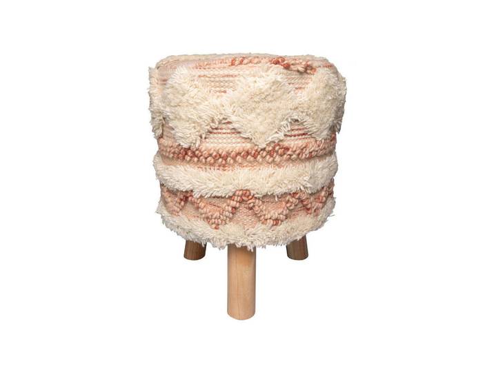 Kayoom Hocker, Creme, Rosa, Holz, Akazie, 38x50x38 cm, Wohnzimmer, Hocker, Sitzhocker