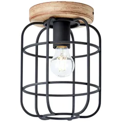 BRILLIANT Lampe, Gwen Deckenleuchte 1flg antik holz/schwarz korund, Metall/Holz, 1x A60, E27, 40W,Normallampen (nicht enthalten)