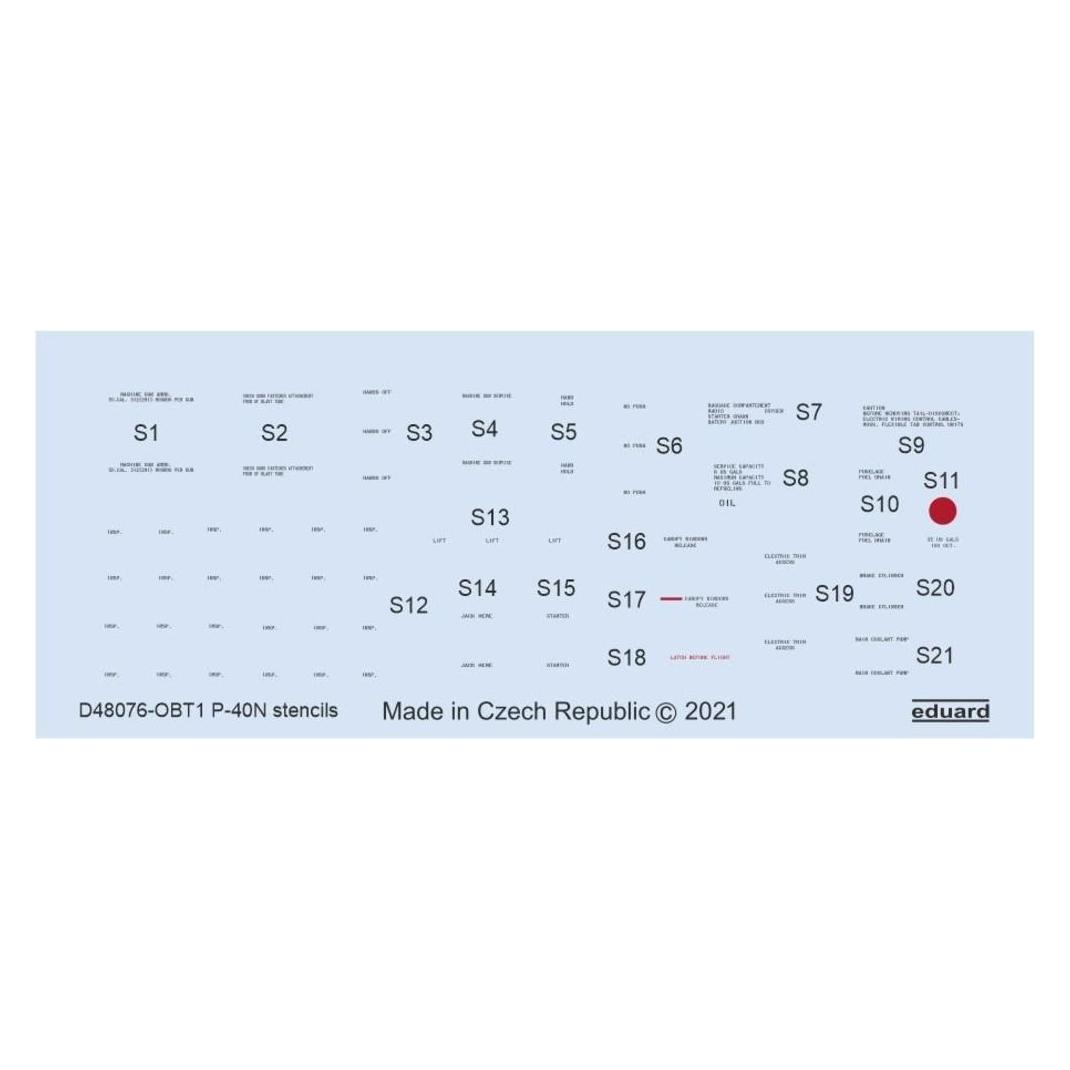 Eduard P-40N stencils 1/48 for HASEGAWA (D48076)