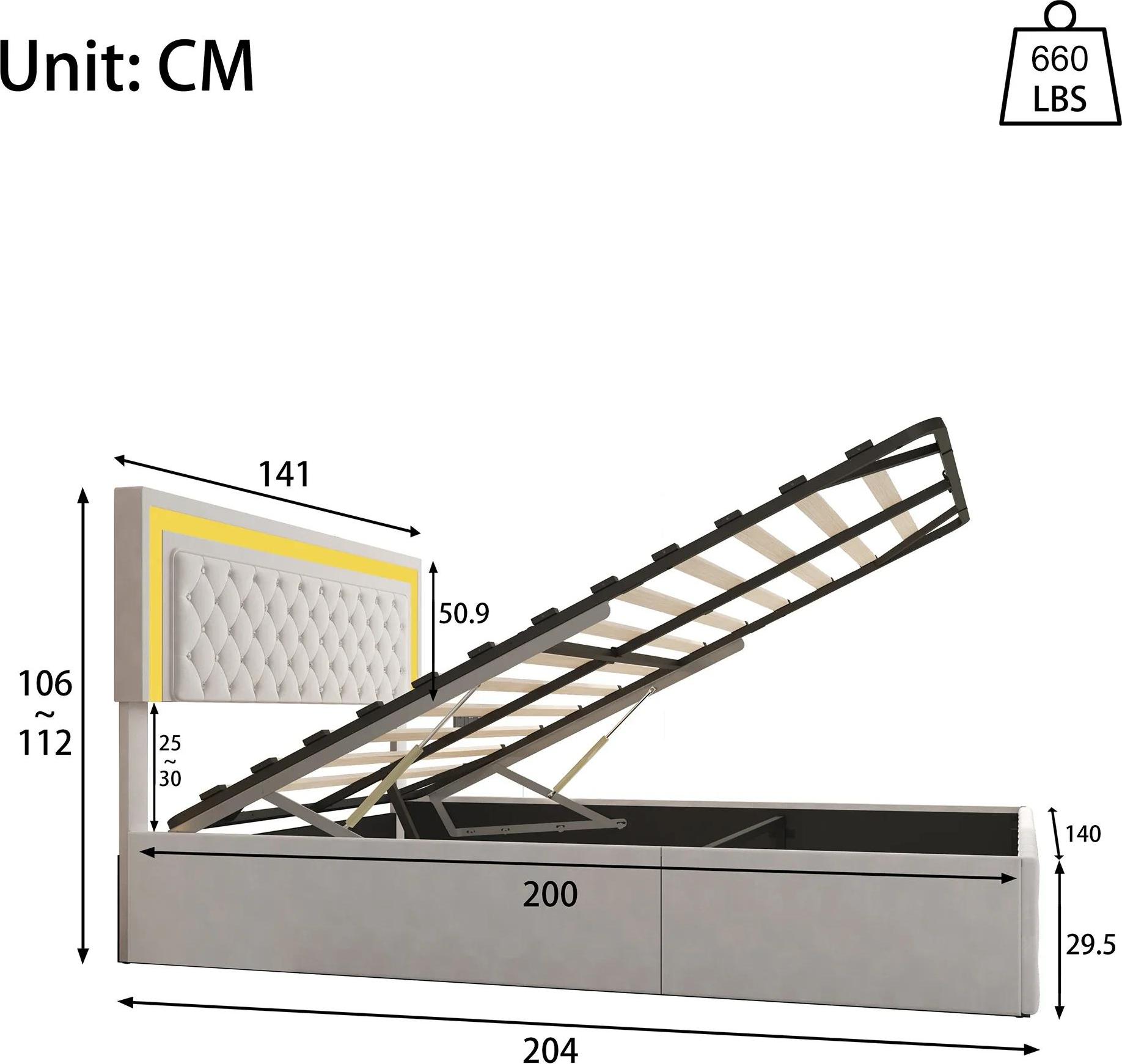 Modernes Samt-Polsterbett - Doppelbett 160×200 cm - Mit Bettkasten - Ohne Matratze - Schwarz