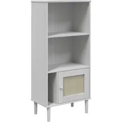 vidaXL Bücherschrank SENJA Rattan-Look Weiß 60x35x130 cm Kiefernholz