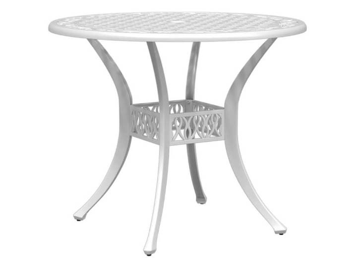 NOUVEAU Table terrasse - Table de jardin - blanc - Ø90x75cm aluminium coulé - Table d'extérieur 88366