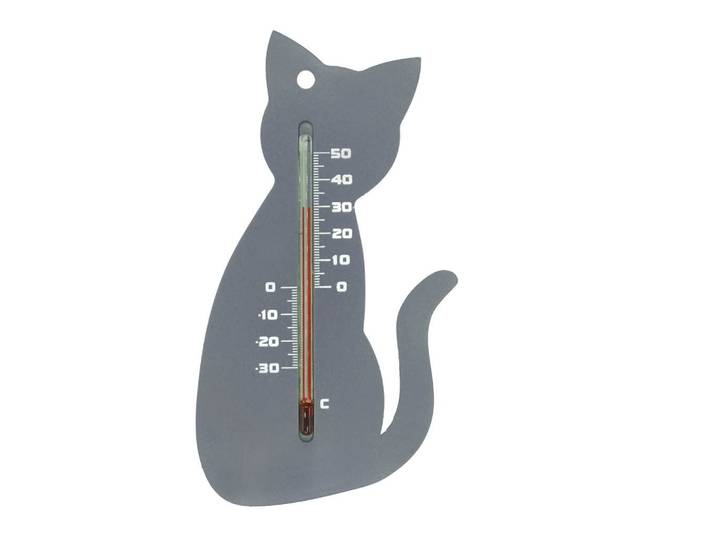 Nature Muurthermometer grijs kat