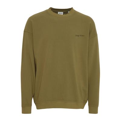Rundhalspullover SOLID "Rundhalspullover SDMill", Herren, Gr. L, grün (olive drab), Obermaterial: 100% Baumwolle CO., Pullover Rundhalspullover