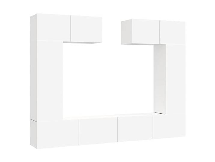 GHVBNMF 6-TLG. TV-Schrank-Set Weiß Wandmontage Hängeschrank Lowboard Moderne Wohnwand zur Wandbefestigung spart Bodenfläche im Wohnzimmer und schafft geordneten Stauraum für Medien.
