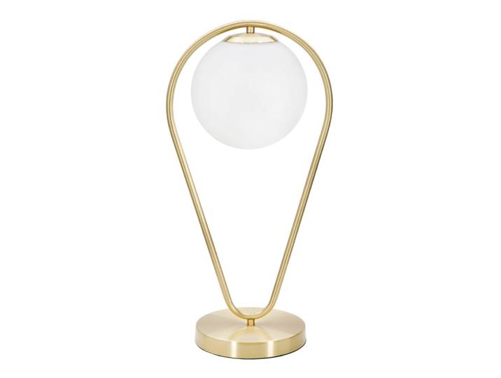 Lampe de table en métal doré avec sphère blanche, 25x18x50 cm