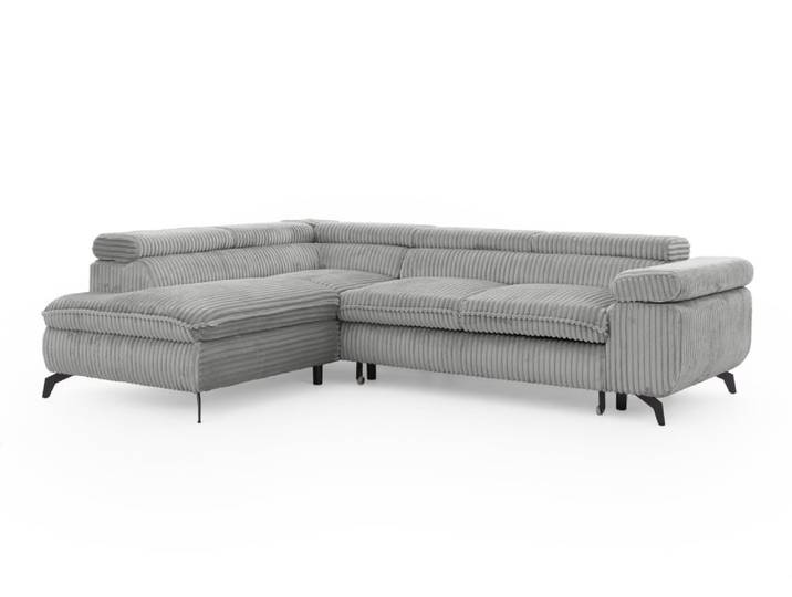 Canapé d’angle convertible, tissu corduroy avec appuie-têtes réglables