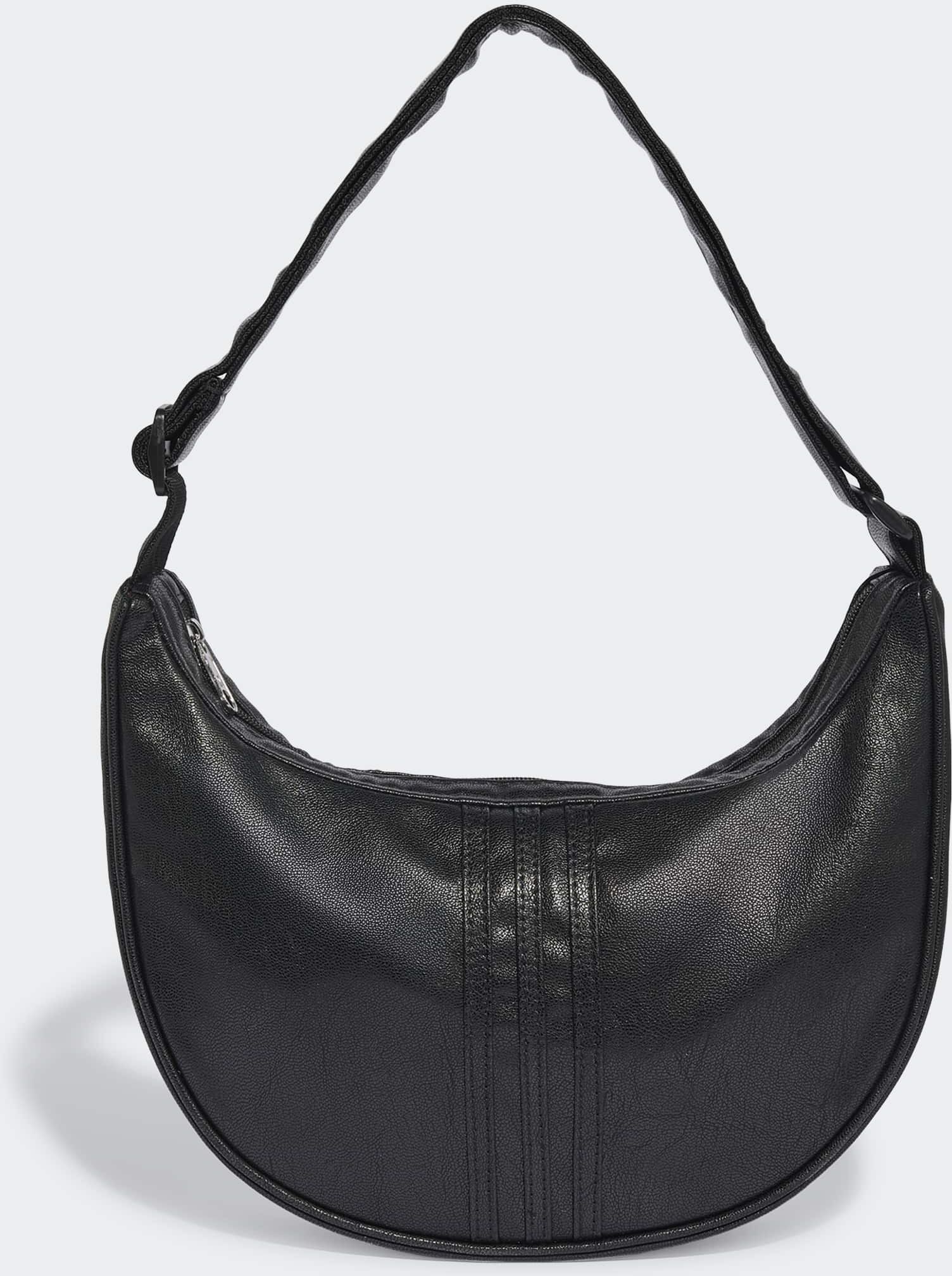 Sporttasche ADIDAS ORIGINALS "ADICOLOR, METALLIC-PU, HALBMONDFÖRMIG", Damen, schwarz, Obermaterial: 100% Polyurethan, Taschen Sporttasche schwarz Einheitsgröße