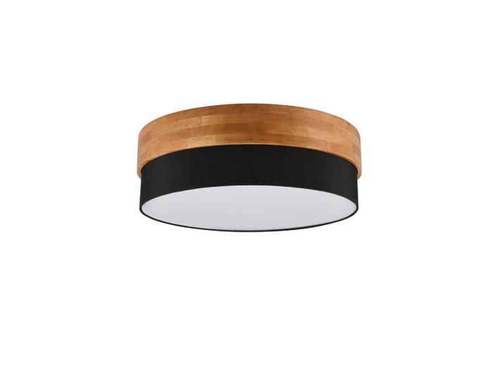 Trio Leuchten Deckenleuchte, Schwarz, Holz, Metall, Textil, Kautschukholz, 22 cm, Lampen & Leuchten, Innenbeleuchtung, Deckenlampe, Deckenlampen
