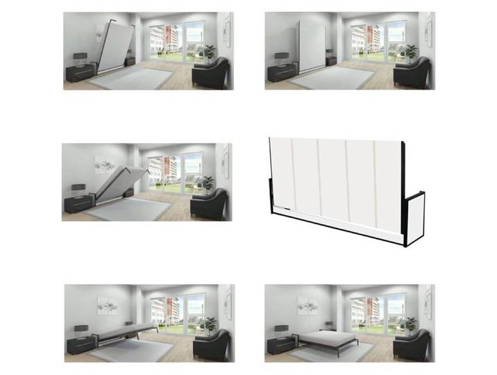 Wallbedking - Lit Escamotable 1 Place - 190cm x 190cm - Lit Mural Rabattable - Horizontal - Studio