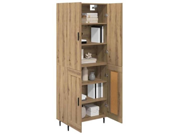 KTHLBRH Sideboard 2 Stück Eiche Handwerk 69,5 x 34 x 180 cm Mehrschichtiges Holz, 4 Einlegeböden, 4 Türen, Glas, Eisengriffe, großer Stauraum