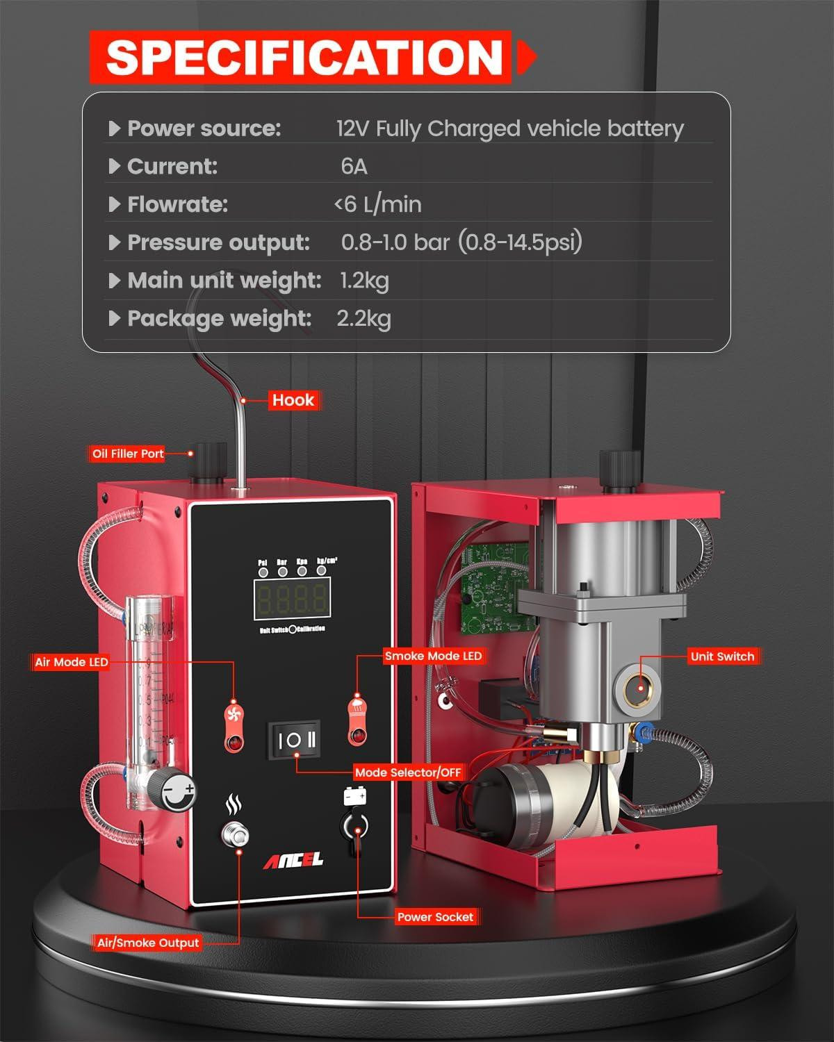 Selius Digitale Rookmachine met Ingebouwde Luchtcompressor - Compact en Lichtgewicht
