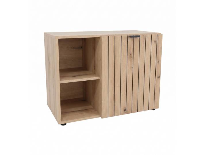 Waschbeckenunterschrank GOODPRODUCT Baltrum , braun (evoke, eiche), B:80cm H:60cm T:41,6cm, FSC-zertifizierter Holzwerkstoff, Schränke, Waschbeckenunterschrank, Breite 80 cm dekorative Lamellenoptik