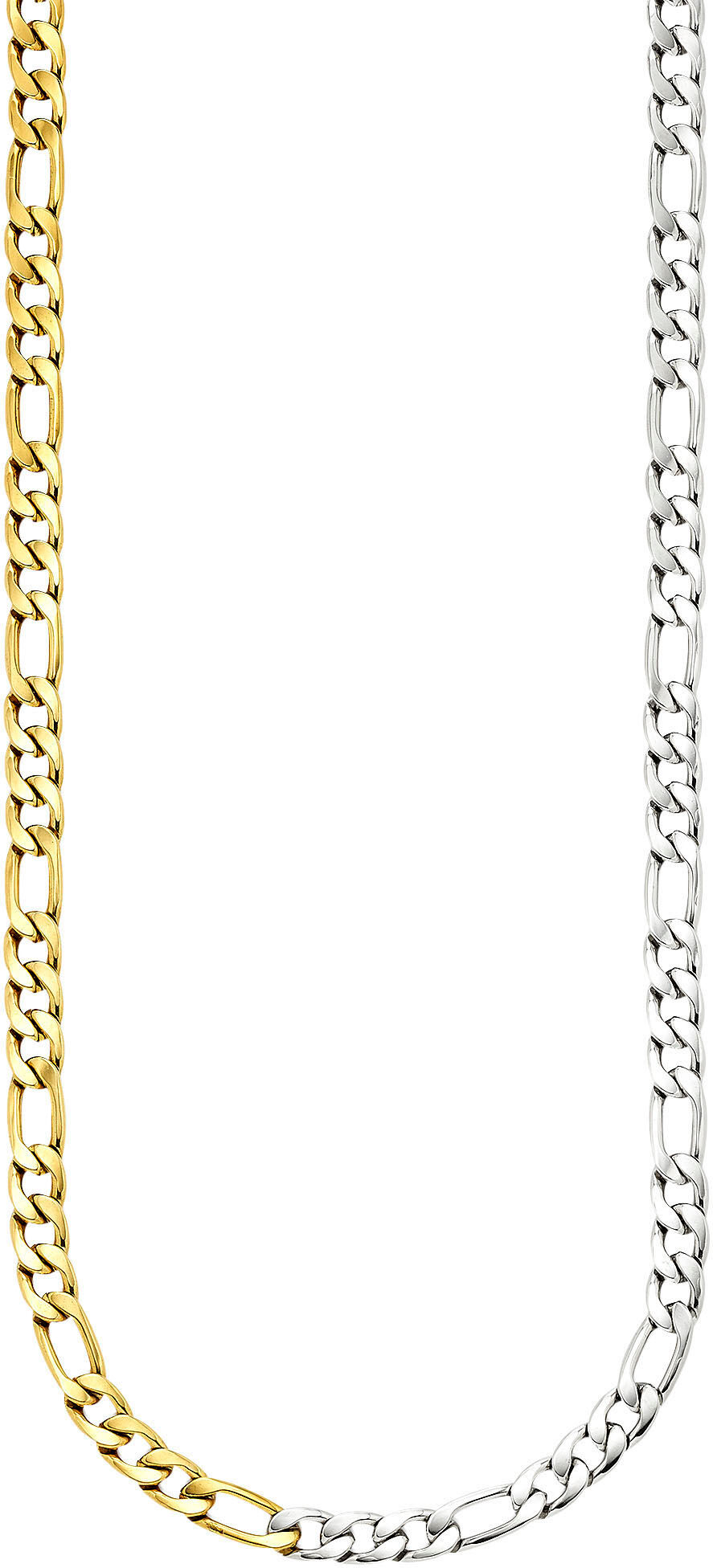 Edelstahlkette "Schmuck Geschenk Edelstahl Halsschmuck Figarokette", gelb (gelbgoldfarben, edelstahlfarben), ANISTON JEWELRY & WATCHES, Halsketten, Damen, Edelstahl, L: 55 B: 6,6mm, Edelstahlkette, B:6,6mm gelbgoldfarben, edelstahlfarben Edelstahl, L: 55 