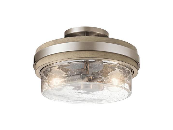 Elstead Lighting Deckenleuchte Grand-Bank, Hellgrau, Metall, Glas, 19.7 cm, RoHS, Lampen & Leuchten, Innenbeleuchtung, Deckenleuchten, Deckenleuchten