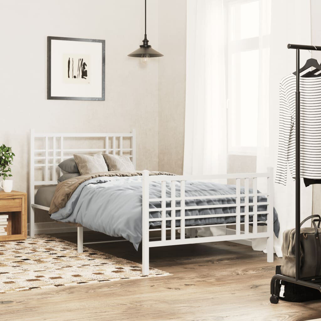 17 Stories Nkem Metal Bed White European Single