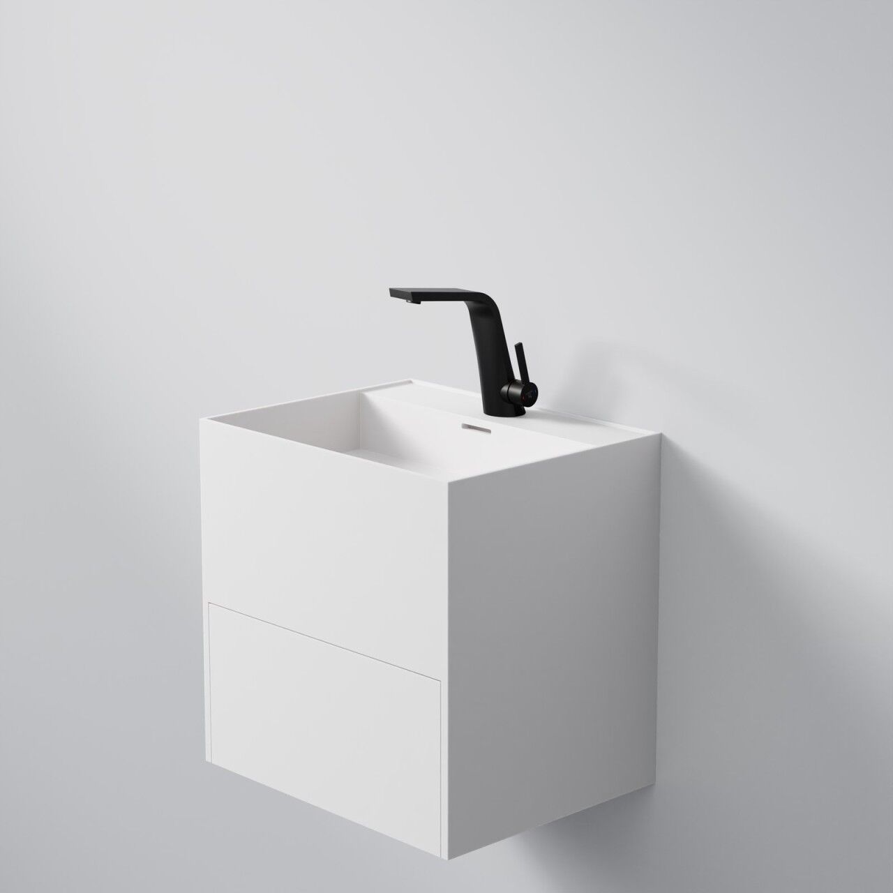 Steinberg Serie 443 Waschtisch Wandwaschtisch aus Mineo Stone, matt white, 443 7190 W 443 7190 W