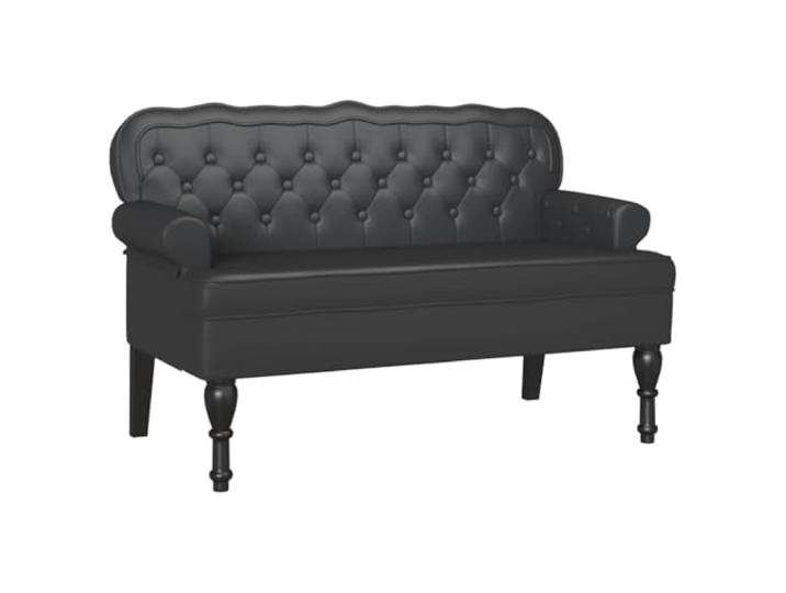 Xhnifbn Chesterfield Bank Schwarz Kunstleder Polsterbank mit Armlehne Stilvolle 2-Sitzer Sitzbank aus Kunstleder für Flur, Wohnzimmer und Schlafzimmer mit stabilen Massivholzbeinen.