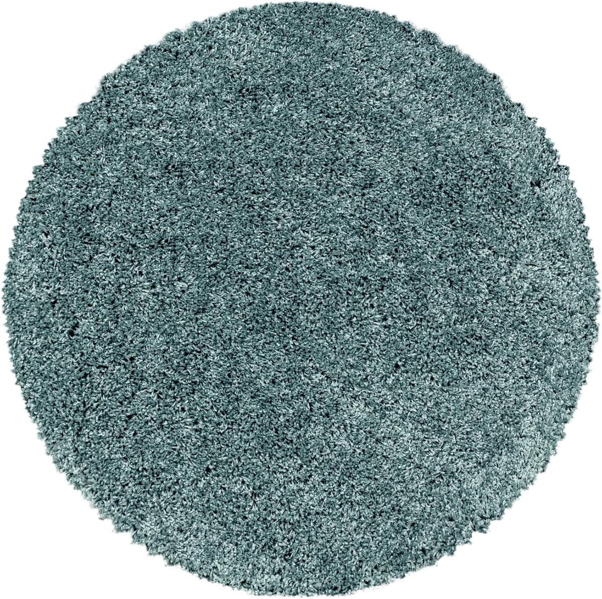Blauw Hoogpolig Shaggy Vloerkleed Rond - 200 cm