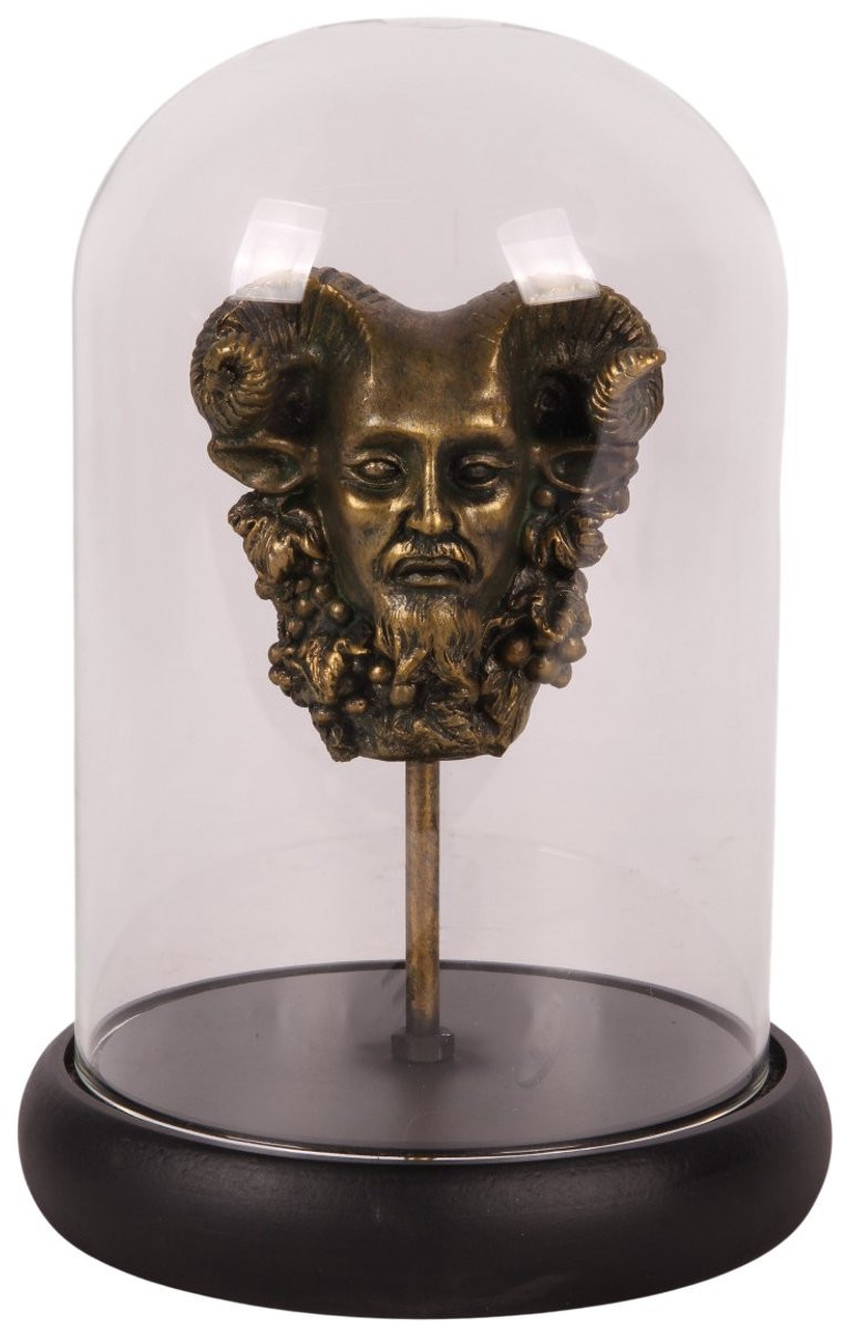 Baroque Bacchus figuur met glazen stolp - Goud - Resin - B/D/H: 14 x 14 x 23 cm