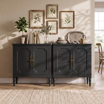 Royalcraft Farmhouse 2-Door Accent Storage Cabinet with Adjustable Shelf, Bronze Handles & Solid Wood Legs