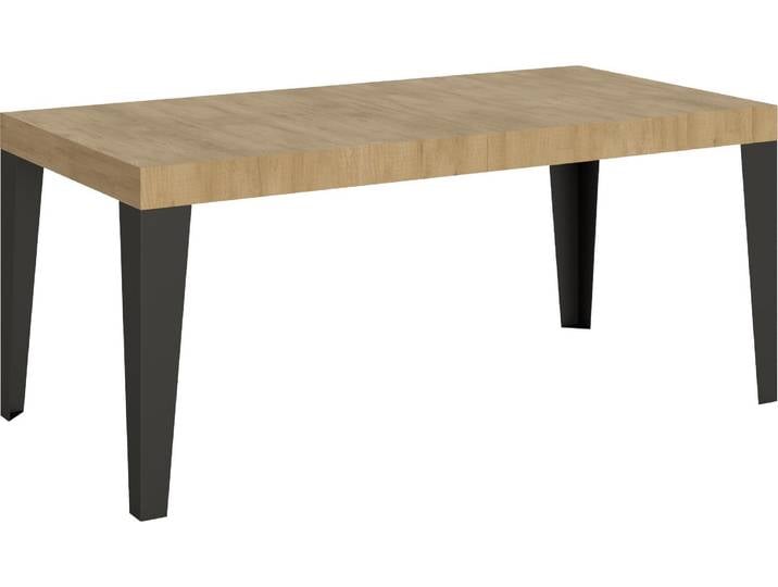 Table Extensible 90X180/284 Cm Chêne Flamme Nature Structure Anthracite