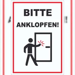 HB-Druck Aufkleber Bitte anklopfen A9 (37x52mm)