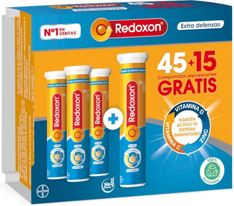 Redoxon Extra Defensas comprimidos efervescentes 45 + 15 60 u