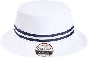 Imperial 1371P The Oxford Performance Bucket Hat in White/Navy Blue   Polyester