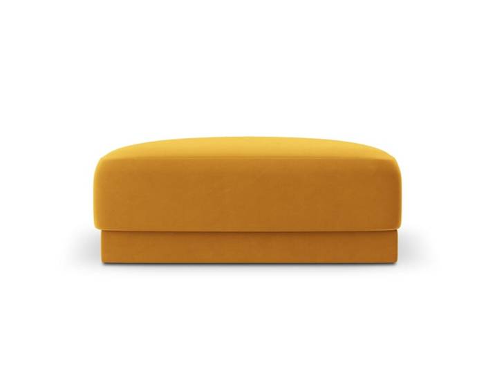 Pouf 1 place en tissu velours jaune