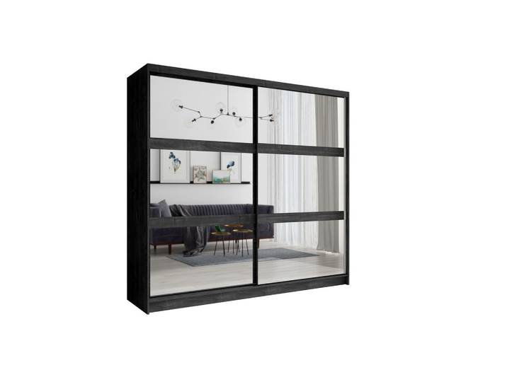 DREHTÜRENSCHRANK HEIMOR 230/215/62cm 2-türig mit Spiegel Schwarze Esche