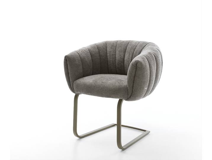 Freischwinger Jada-Flex Bouclé Soft Schlamm Freischwinger flach Effektfinish Titan Taschenfederkern, Esszimmerstühle