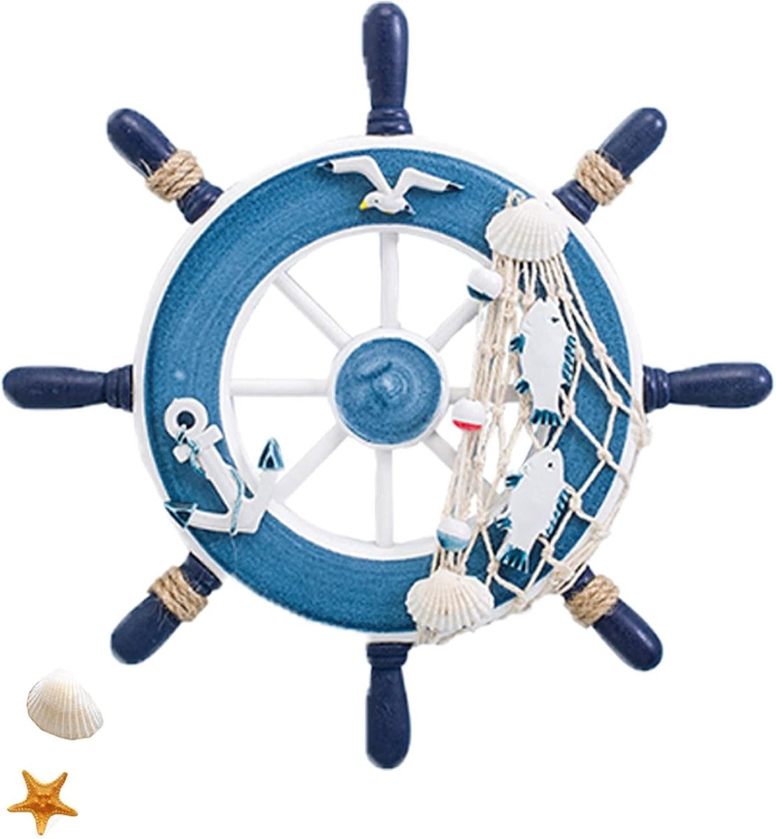 Decoratief Houten Stuurwiel voor Wanddecoratie in Maritieme Nautische Stijl