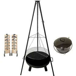 Lemodo Schwenkgrill mit Grillgitter, Topf und Lachsbretter