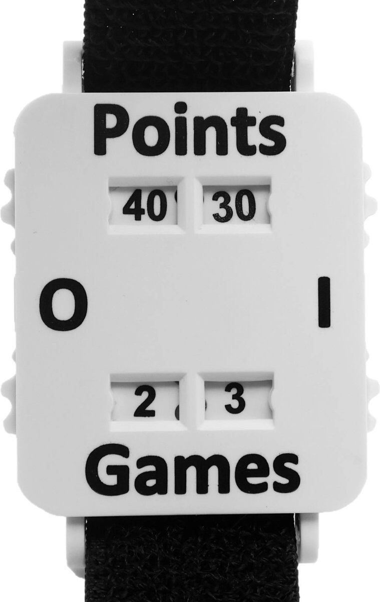 INF Compteur de score au poignet pour tennis et cricket - Bracelet compteur portable, cadran mécanique, plastique, sangle Blanc