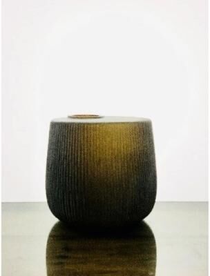 BIDK Home "Tabla Vase Vertical Killi Hand Cut Stone Finish Lg Smoke Dia 12"" -ST - SMOKE - SMOKE"
