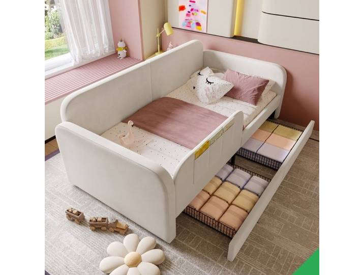 Lit enfant 90x200 avec rangement tiroirs et sommier pour chambre d'enfant