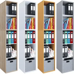 VCM Holzregal stehend   platzsparender Aktenschrank   Maße ca. H. 184 x B. 35 x T. 37 cm   Elegantes Regal   Büroregal – Lona I 5f