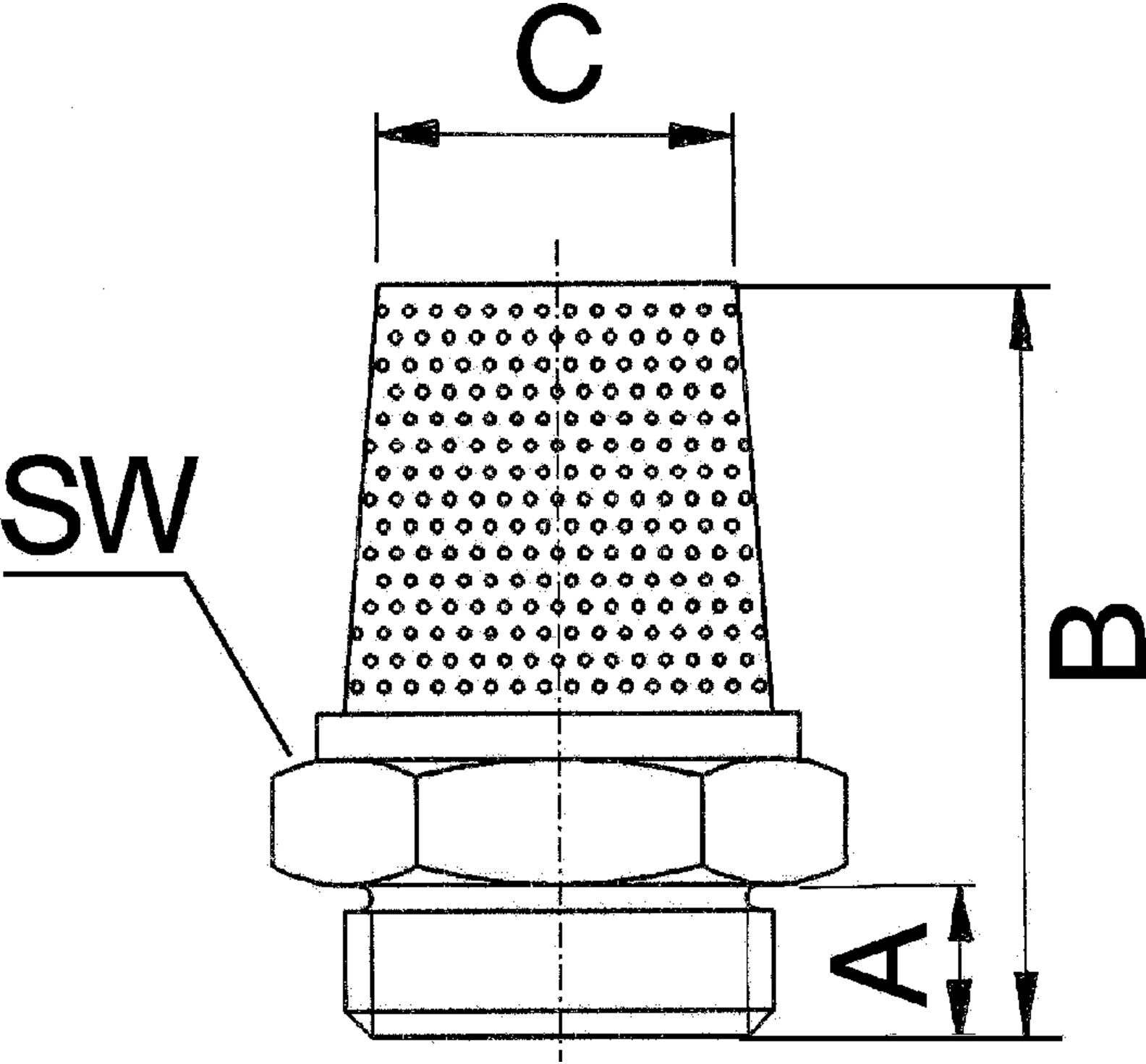 Riegler Sinterbronce-Schalldämpfer, MS Gewinde/Sechskant, G 1/4, SW 15 (567-2/M)
