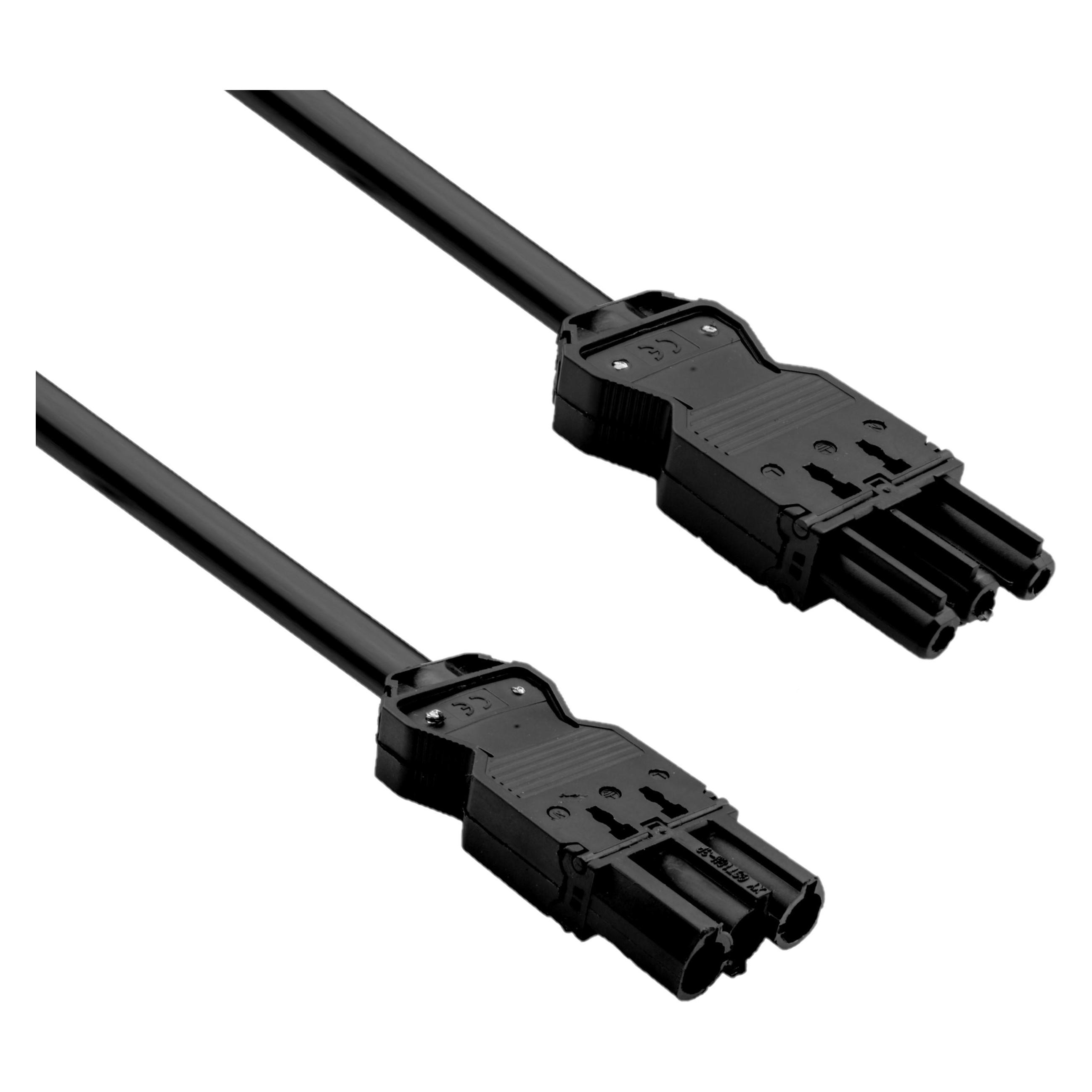Helos Geräteverlängerung GST18 kompatibel Stecker auf Buchse schwarz 1,5m (1.50 m, GST18) (412947)
