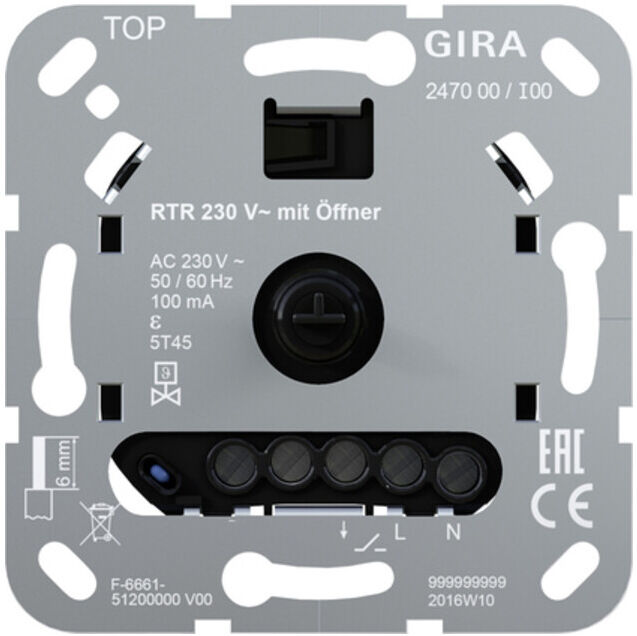 Gira Régulateur de température ambiante 230V contact normalement ouvert 247000 (247000)
