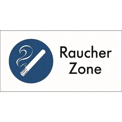Kombischild, Raucher Zone, 200 x 400 mm, Aluminium glatt, praxisbewährt - 400x200x2 mm Aluminium 2 mm