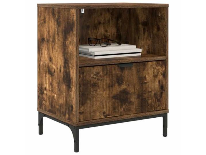 KTHLBRH Nachttisch Eiche Rauchgrau 49 x 36 x 61 cm mit Schublade Modernes Design, einfache Linien, Schlafzimmermöbel, kompakter Nachttisch